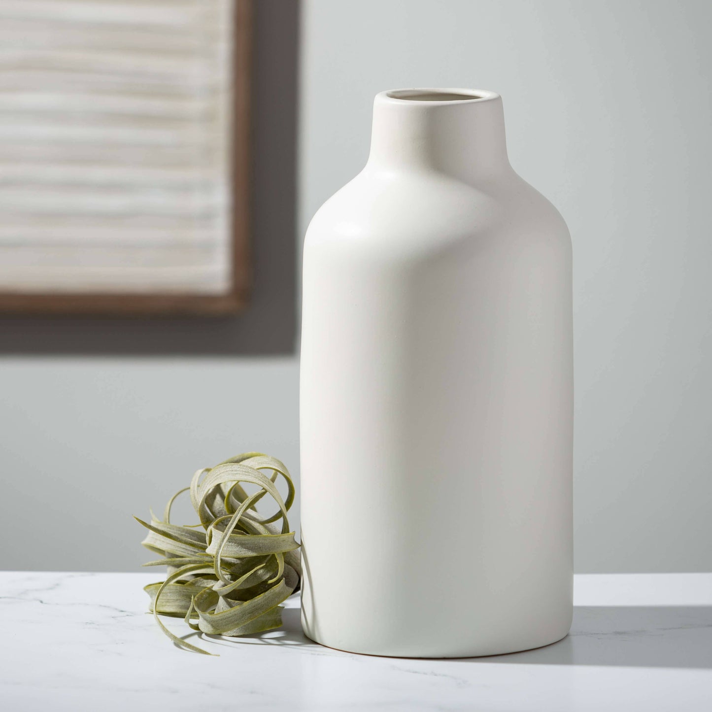 LARGE MATTE IVORY BOTTLE VASE