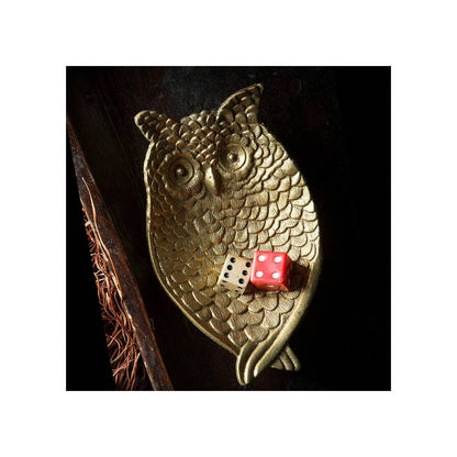 Pewter Owl Jewelry/Coin Tray in Gold